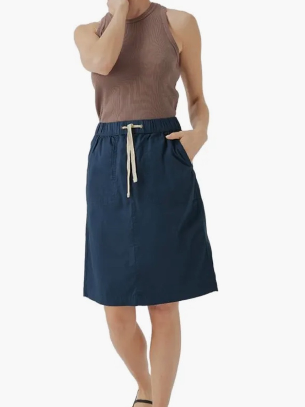 PACT NWT Daily Twill Skirt in Organic Cotton Size M Franch Navy - Picture 2 of 9